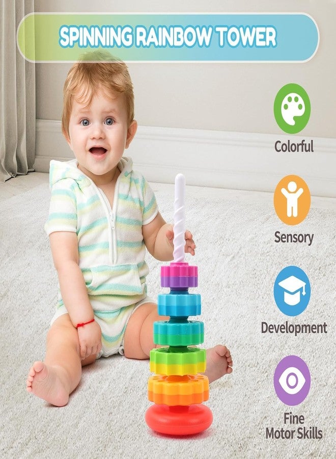 RAMPKD Baby Spinning Stacking Toys, 1-3 Rainbow Ring Stacker Montessori Toys for Babies, Sensory Toys for Toddlers, Christmas and Birthday Gifts Suitable for Boys and Girls - Image 3